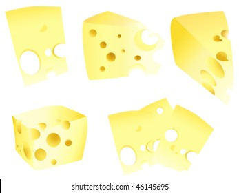 illustration of yellow tasty cheese set against white background