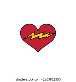 perno trasero amarillo con forma símbolo del corazón rojo logotipo vectorial