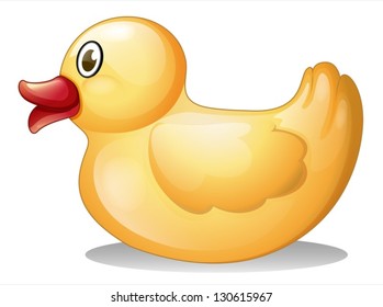 Illustration of a yellow toy duck on a white background