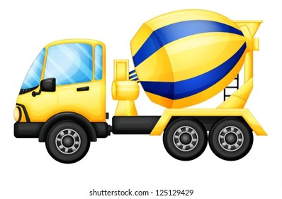 Illustration of a yellow truck on a white background