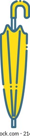 Illustration of a yellow umbrella with a simple blue line