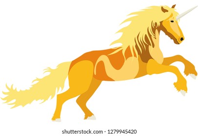 Illustration yellow Unicorn for the creative use in graphic design