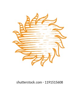 Ilustración de la pintura amarilla de tinta vectorizada del sol aislada en un fondo blanco