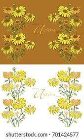 illustration of a yellow and white background frame with sunflowers autumn