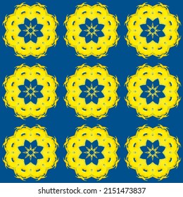 Illustration in yellow-blue colors. Seamless pattern. Vector background for design.