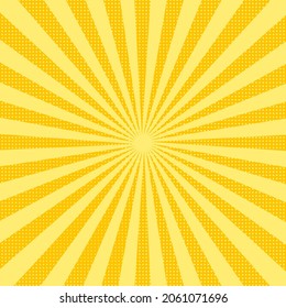 Illustration yellow-orange color burst background comic style pop art.