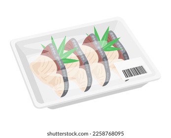 Eine Illustration von Gelbschwanzfilets in einem Paket.