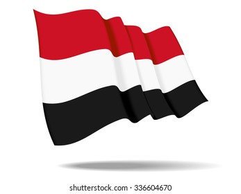 illustration Yemen  flag waving Isolated on White Background,vector
