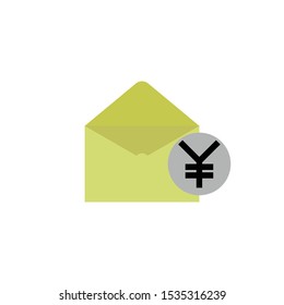Illustration of yen in envelopes. Can be used for web, applications, motion graphics, percentages or print media.