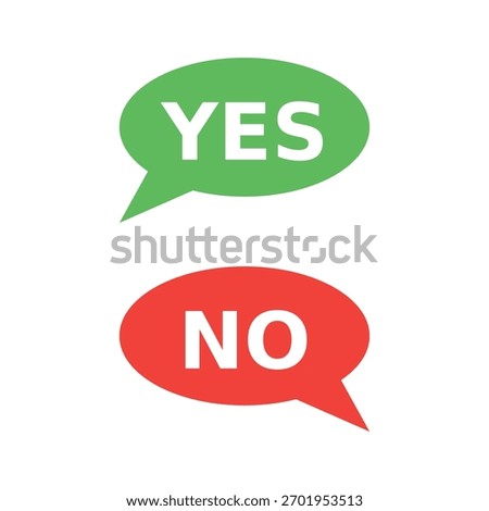 Illustration of yes and no speech bubble icons - green and red decision symbols on a white background