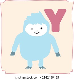 Illustration of a Yeti - animal alphaber - letter Y