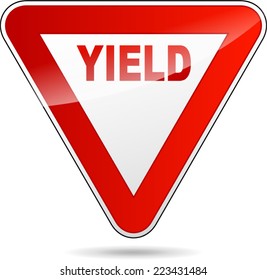 Illustration of yield sign on white background