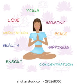 Illustration for yoga class, yoga studio.Vector yoga illustration.