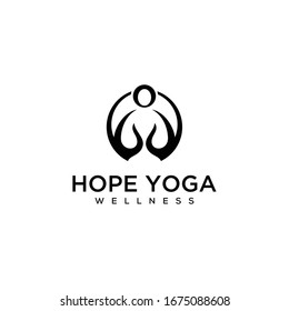 Illustration of yoga forms for health and peace of mind logo design.