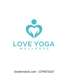 Illustration of yoga forms like heart sign for health and peace of mind logo design