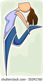 Illustration of yoga girl posing