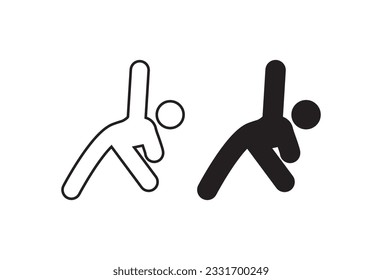 An illustration of a Yoga icon featuring a cartoon stick figure, depicting the thrilling and fast-paced nature of this sport. This lively and engaging icon can be utilized in a variety of 