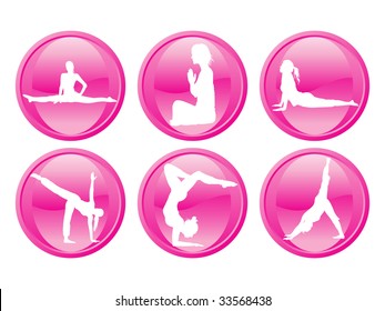 illustration of yoga icons, vector button