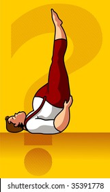 Illustration of yoga man posing 	