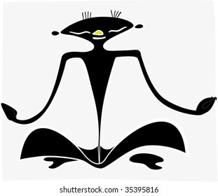 Illustration of yoga man posing 	