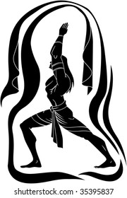 Illustration of yoga man posing 	