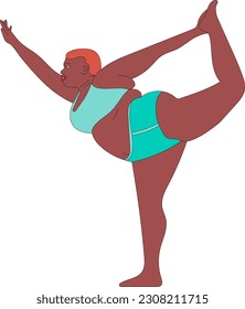 ilustración yoga más tamaño modelo pose grasa modelo posar niñas sentadas en biki traje de baño peinado calzado de fondo boceto de impresión dibujar líneas negras y blancas conjunto de patrones 