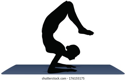Illustration of Yoga pose on a yoga mat