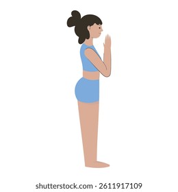 Illustration of yoga pose. Zen and harmony concept. Colored flat vector illustration isolated on white background.
