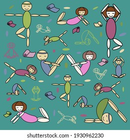 illustration of yoga poses, little men