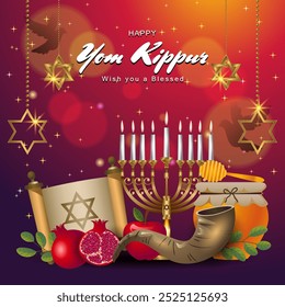 Illustration von yom kippur Hintergrund mit jüdischem Element. Gradientenkonzept