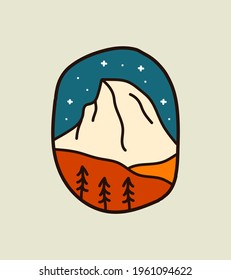 illustration of Yosimete National Park for t-shirt Design, tee design ,patch emblem badge design