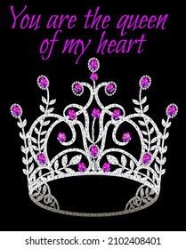 Illustration you are the queen of my heart with golden shining crown