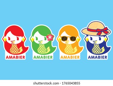It is an illustration of the youkai Amabier, which is said to have been used in Japan to make predictions about abundant crops and epidemics due to phenomena such as shining light from the sea.