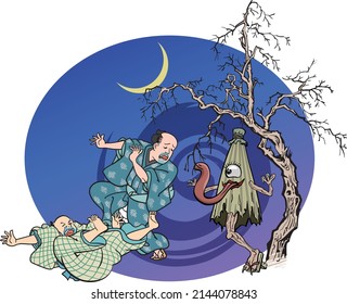 It is an illustration of a youkai that is handed down in Japan.