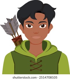 Illustration of a young archer with arrows