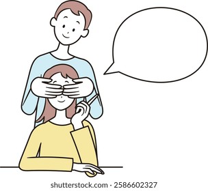 Illustration of a young Asian couple or couple