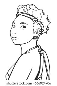 Illustration young asian girl in festival outfit