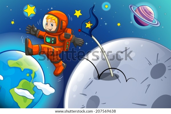 Illustration of a young astronaut