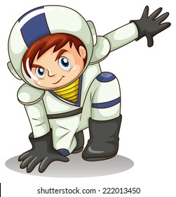 Illustration of a young astronaut on a white background 