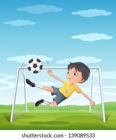 Illustration Young Athlete Kicking Soccer Ball Stock Vector (Royalty ...