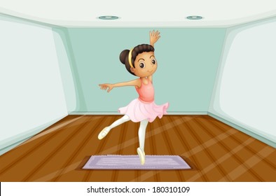 Illustration of a young ballet dancer dancing above the rug