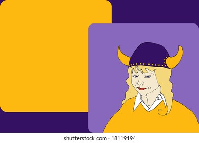 Illustration of a Young Beautiful women dressed to watch a football game.