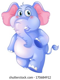 Illustration of a young blue elephant on a white background