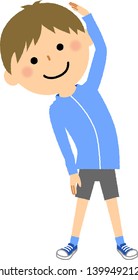 It is an illustration of a young boy doing stretching.