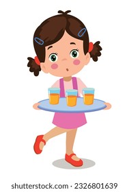 Illustration of a young boy holding a tray