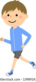 Illustration of a young boy jogging.