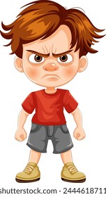 Illustration of a young boy looking upset and angry.