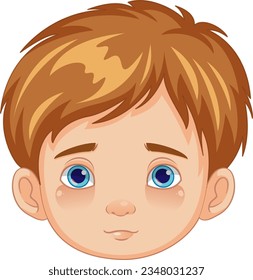 Illustration of a young boy with a neutral facial expression in a vector cartoon style