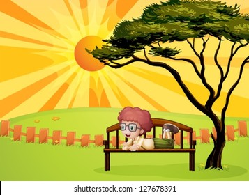 Illustration of a young boy at the park