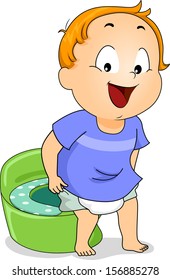 Illustration Of A Young Boy Peeing On A Potty